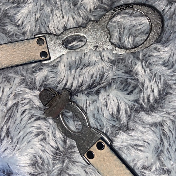 Chicos Adjustable black leather belt and silver buckle with rhinestones - Picture 8 of 16